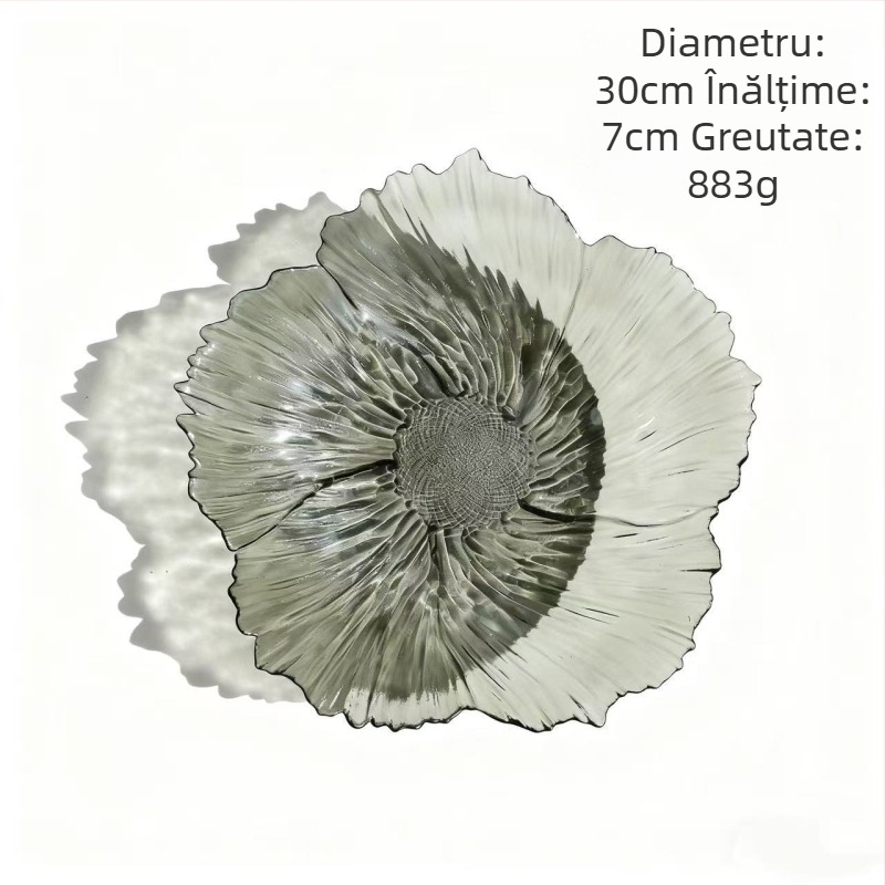 Farfurie de fructe din sticlă pentru măsuța de living, SENHE, stil Nordic, model gravat, lansare primăvara 2013, calitate de primă clasă