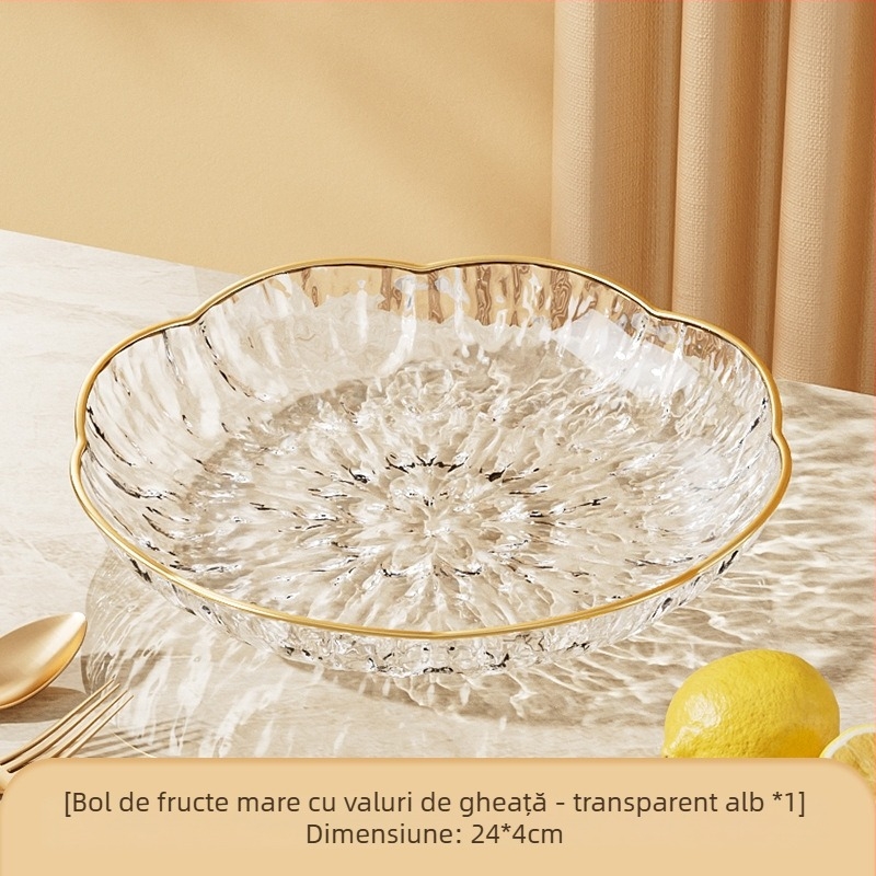 Farfurie pentru fructe cu textură ciocănită, dimensiuni multiple, din plastic – rezistentă la căderi, lux ușor