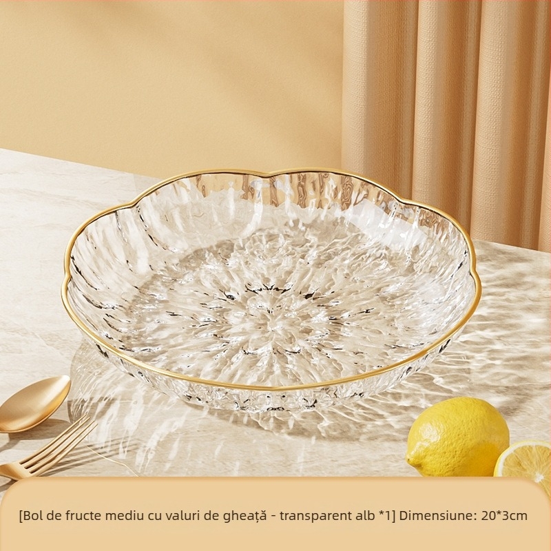 Farfurie pentru fructe cu textură ciocănită, dimensiuni multiple, din plastic – rezistentă la căderi, lux ușor