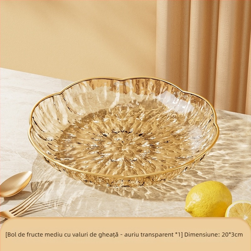 Farfurie pentru fructe cu textură ciocănită, dimensiuni multiple, din plastic – rezistentă la căderi, lux ușor