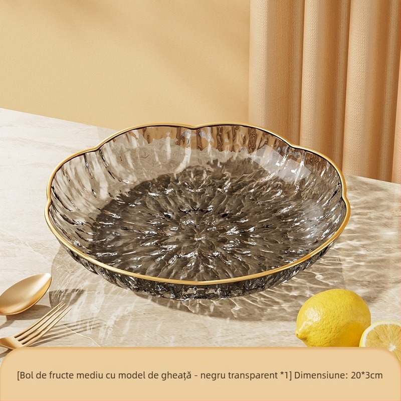 Farfurie pentru fructe cu textură ciocănită, dimensiuni multiple, din plastic – rezistentă la căderi, lux ușor