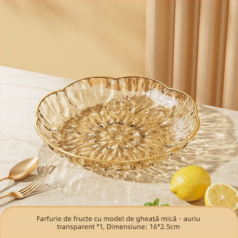 Farfurie pentru fructe cu textură ciocănită, dimensiuni multiple, din plastic – rezistentă la căderi, lux ușor