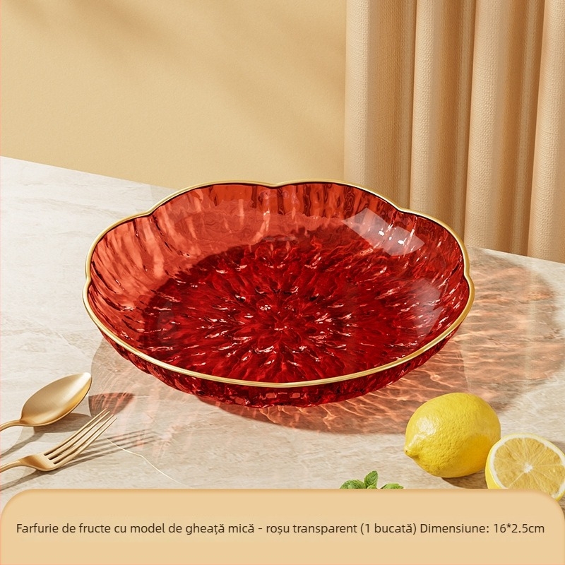 Farfurie pentru fructe cu textură ciocănită, dimensiuni multiple, din plastic – rezistentă la căderi, lux ușor