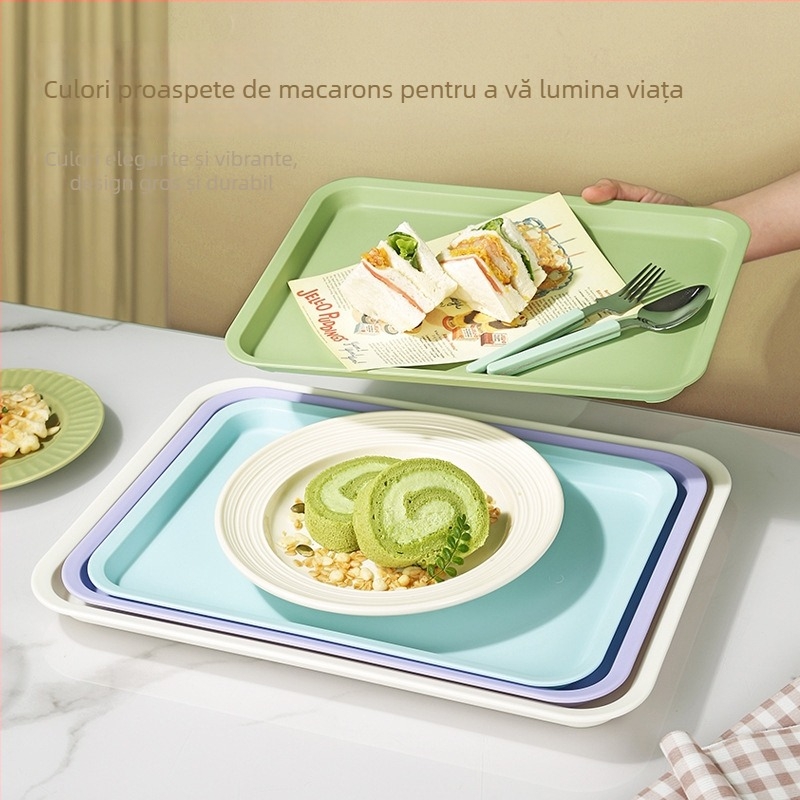 Tavă rectangulară din plastic pentru restaurant, cu profil îngroșat, farfurie pentru fructe, premium, stil modern minimalist.