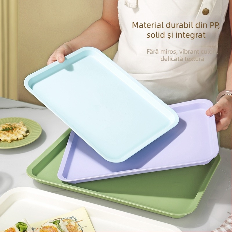 Tavă rectangulară din plastic pentru restaurant, cu profil îngroșat, farfurie pentru fructe, premium, stil modern minimalist.