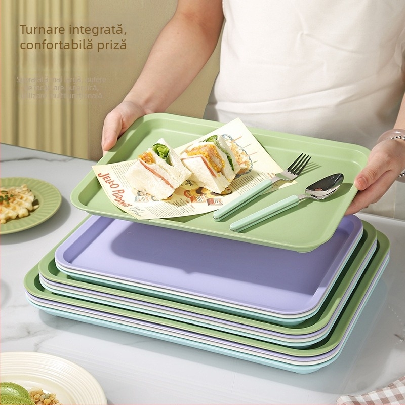Tavă rectangulară din plastic pentru restaurant, cu profil îngroșat, farfurie pentru fructe, premium, stil modern minimalist.
