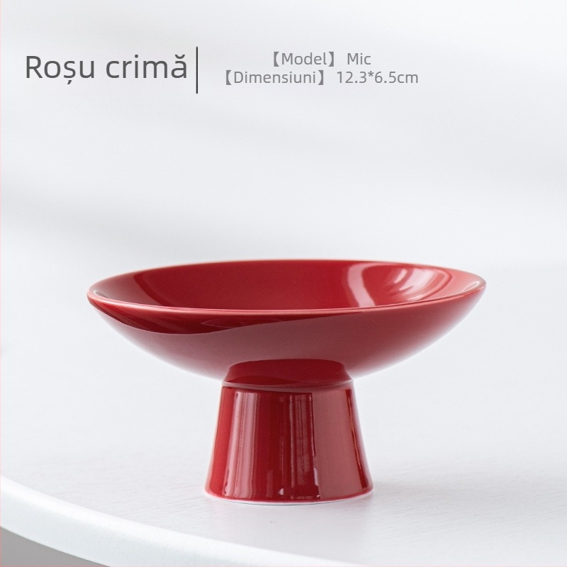 Farfurie de fructe din porțelan cu picior înalt – glazură Celadon, Porcelain Cloud Pavilion