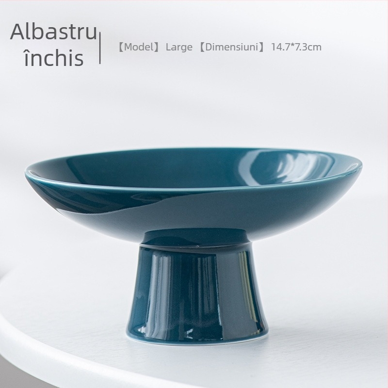 Farfurie de fructe din porțelan cu picior înalt – glazură Celadon, Porcelain Cloud Pavilion