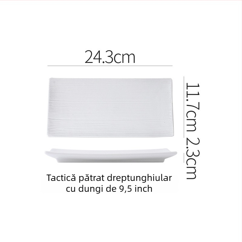 Farfurie plată din porțelan, formă neregulată, stil modern minimalist, potrivită pentru microunde