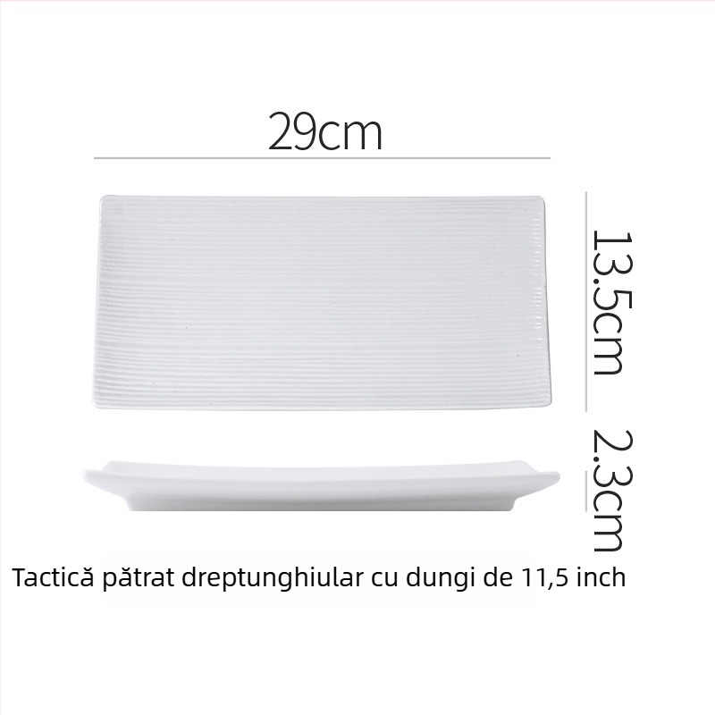 Farfurie plată din porțelan, formă neregulată, stil modern minimalist, potrivită pentru microunde