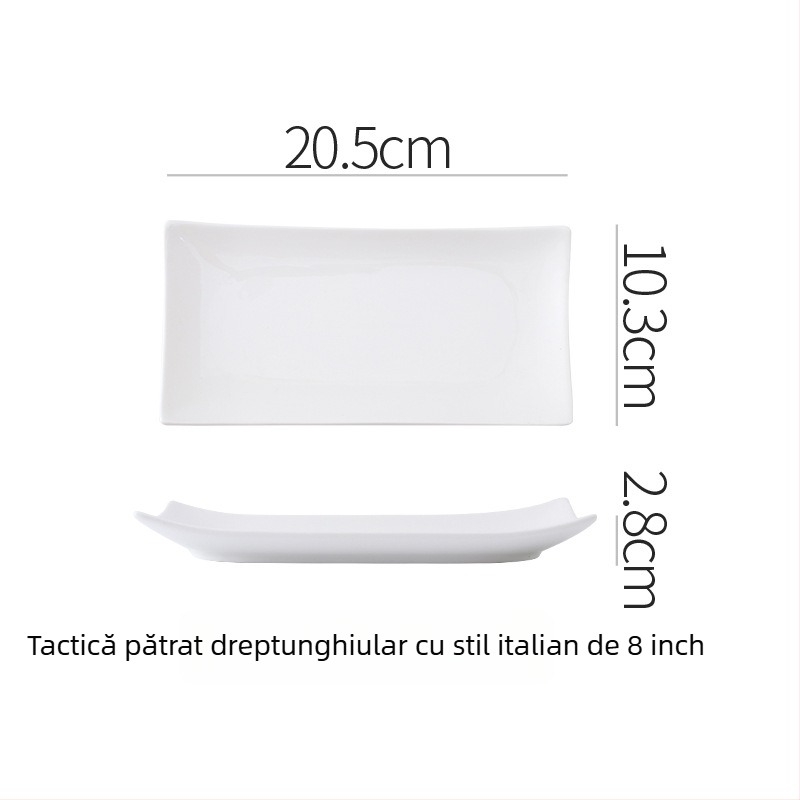 Farfurie plată din porțelan, formă neregulată, stil modern minimalist, potrivită pentru microunde