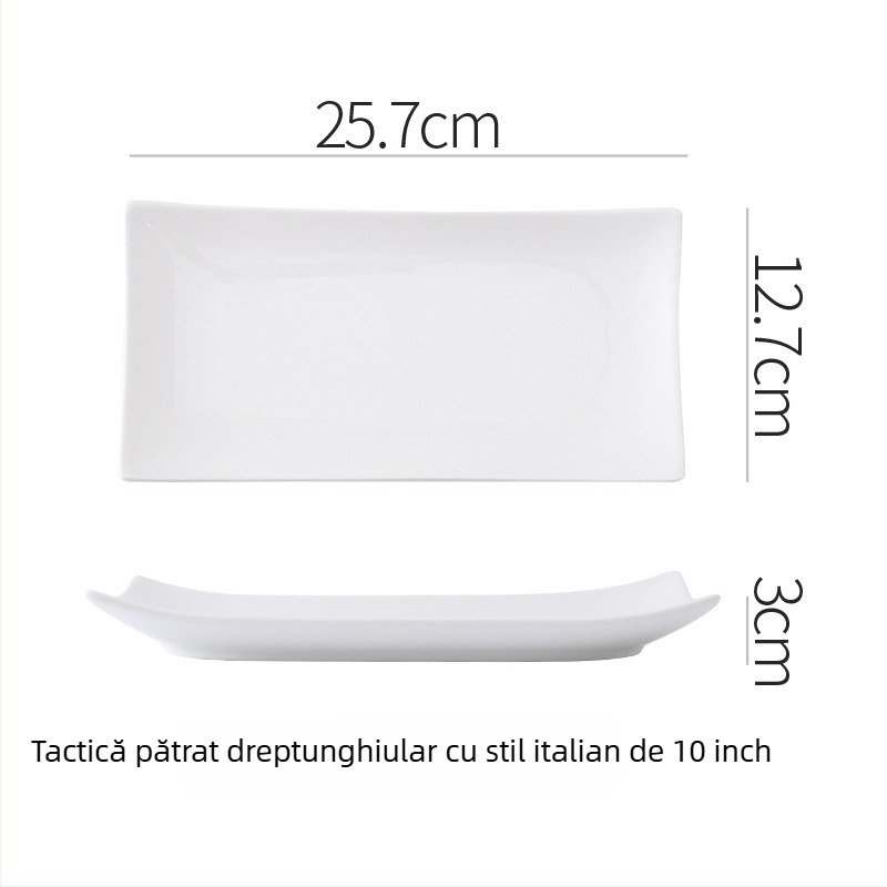 Farfurie plată din porțelan, formă neregulată, stil modern minimalist, potrivită pentru microunde