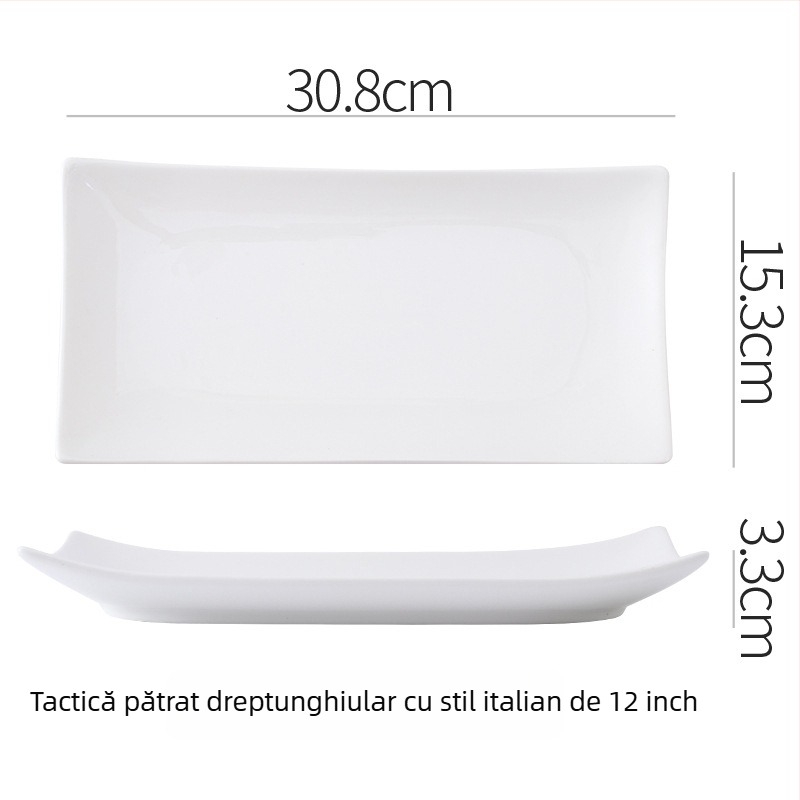 Farfurie plată din porțelan, formă neregulată, stil modern minimalist, potrivită pentru microunde