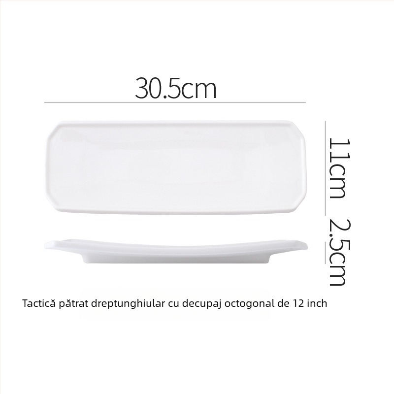 Farfurie plată din porțelan, formă neregulată, stil modern minimalist, potrivită pentru microunde