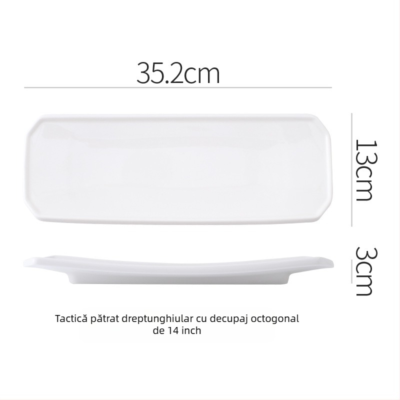 Farfurie plată din porțelan, formă neregulată, stil modern minimalist, potrivită pentru microunde