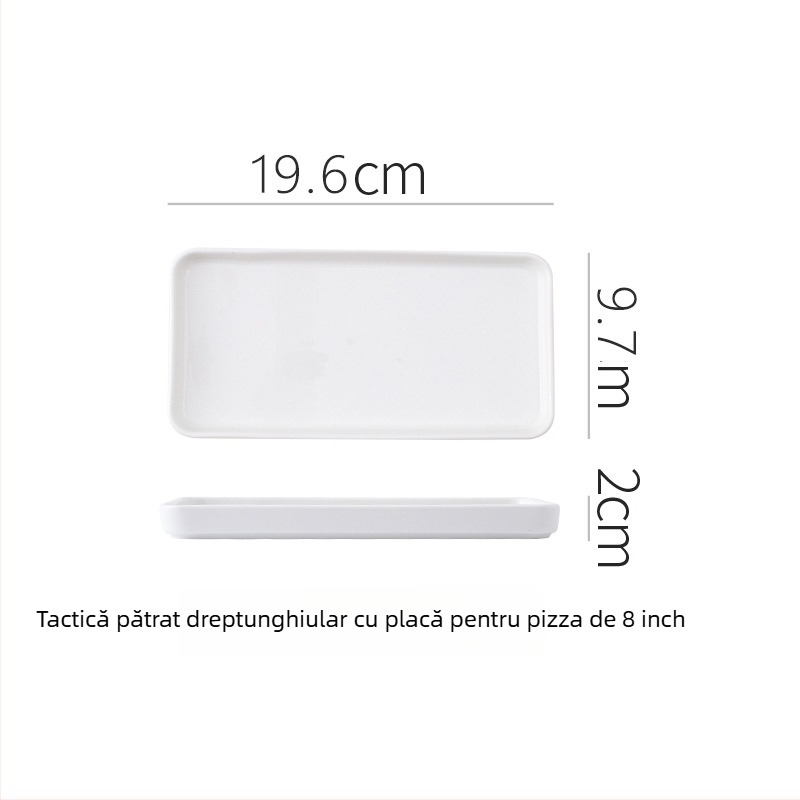 Farfurie plată din porțelan, formă neregulată, stil modern minimalist, potrivită pentru microunde