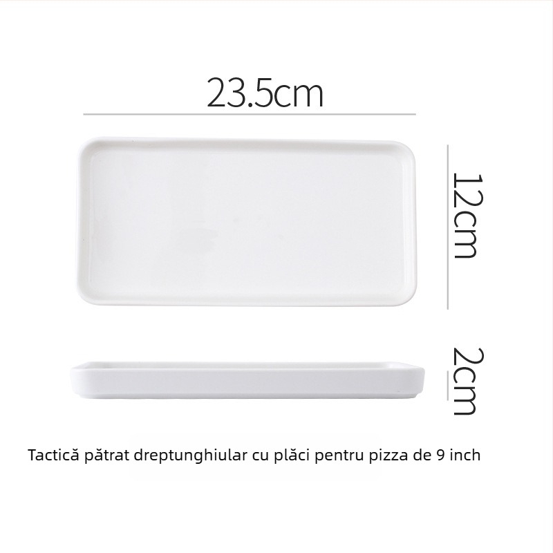 Farfurie plată din porțelan, formă neregulată, stil modern minimalist, potrivită pentru microunde