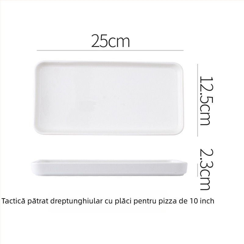 Farfurie plată din porțelan, formă neregulată, stil modern minimalist, potrivită pentru microunde