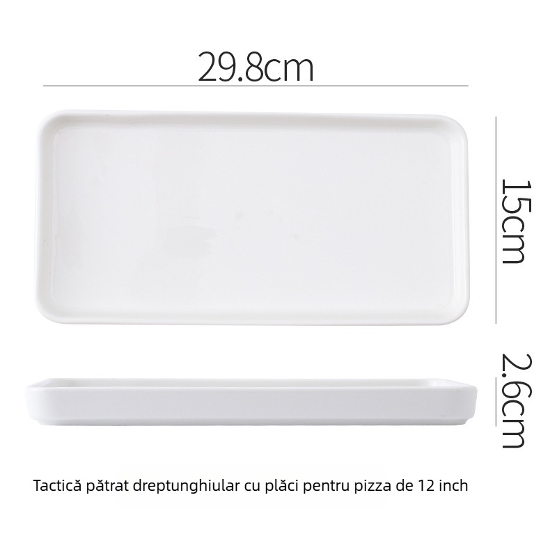 Farfurie plată din porțelan, formă neregulată, stil modern minimalist, potrivită pentru microunde