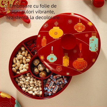 Platou de fructe în stil chinezesc, rotativ, cu cutie pentru nuci și cutie de bomboane