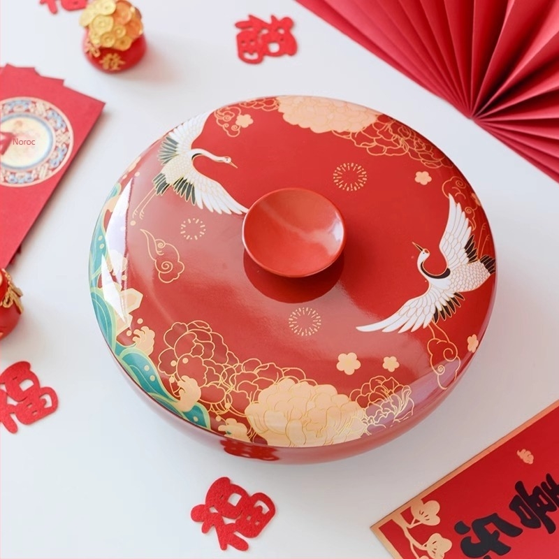 Platou de fructe în stil chinezesc, rotativ, cu cutie pentru nuci și cutie de bomboane