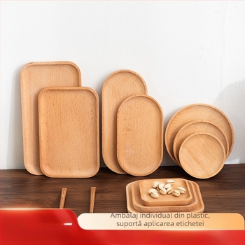 Farfurie pătrată din lemn cu finisaj lucios ceră-ulei — stil modern minimalist, culoare solidă