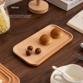 Farfurie pătrată din lemn cu finisaj lucios ceră-ulei — stil modern minimalist, culoare solidă