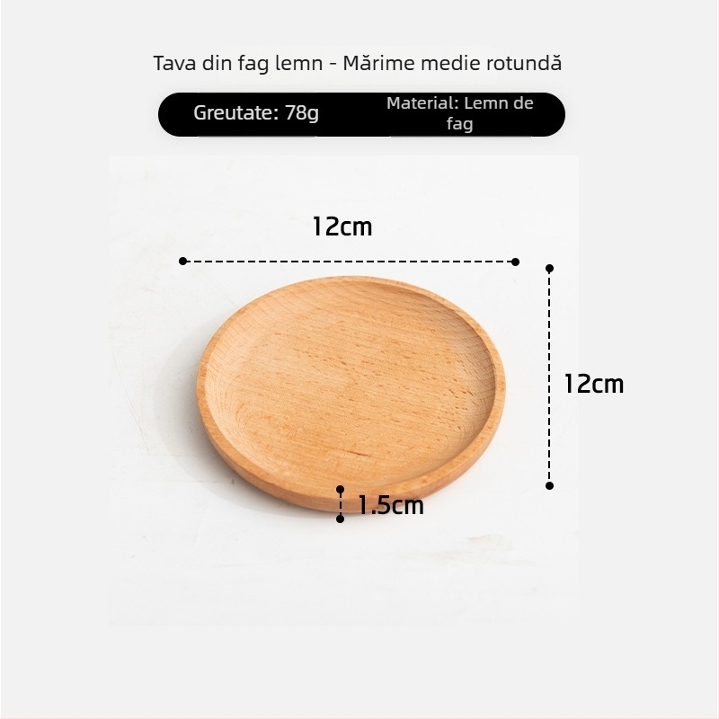 Farfurie pătrată din lemn cu finisaj lucios ceră-ulei — stil modern minimalist, culoare solidă