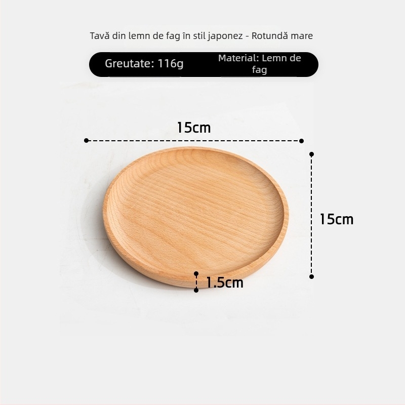 Farfurie pătrată din lemn cu finisaj lucios ceră-ulei — stil modern minimalist, culoare solidă