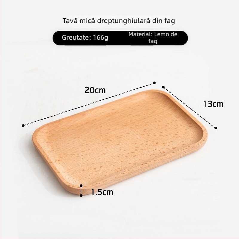 Farfurie pătrată din lemn cu finisaj lucios ceră-ulei — stil modern minimalist, culoare solidă