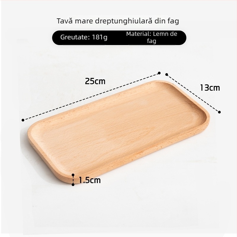 Farfurie pătrată din lemn cu finisaj lucios ceră-ulei — stil modern minimalist, culoare solidă