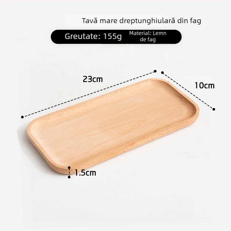 Farfurie pătrată din lemn cu finisaj lucios ceră-ulei — stil modern minimalist, culoare solidă