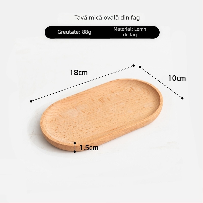 Farfurie pătrată din lemn cu finisaj lucios ceră-ulei — stil modern minimalist, culoare solidă