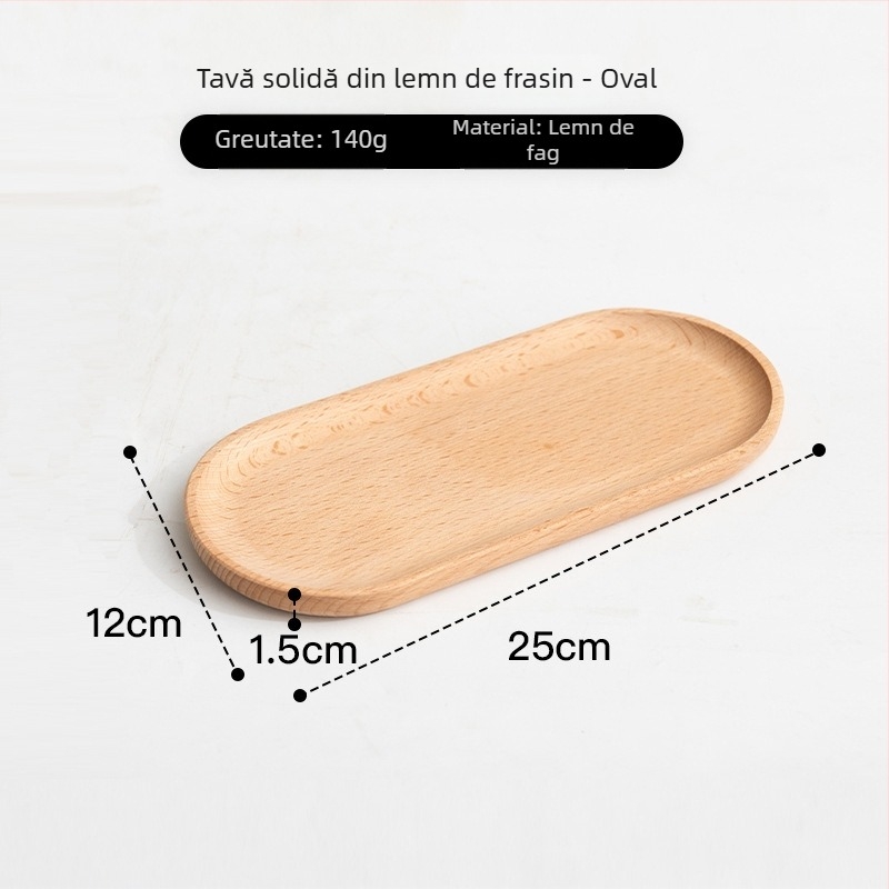 Farfurie pătrată din lemn cu finisaj lucios ceră-ulei — stil modern minimalist, culoare solidă