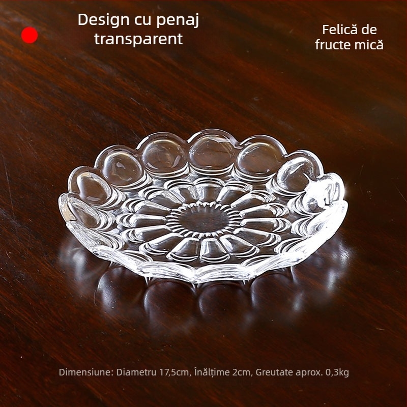 Farfurie de fructe din sticlă cristal cu margine aurie, stil simplu, calitate de primă clasă