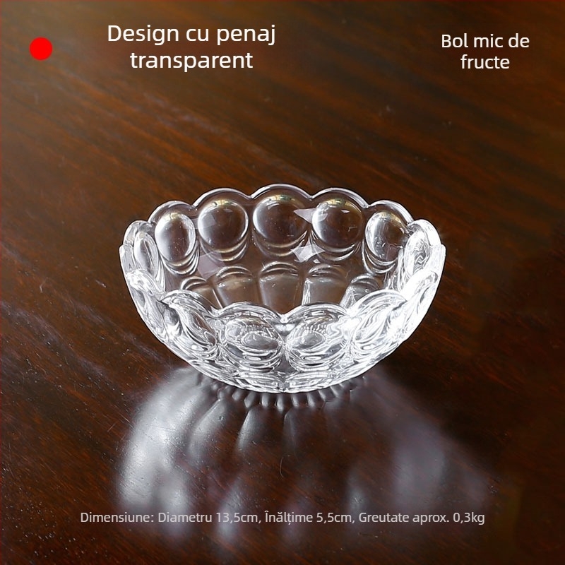 Farfurie de fructe din sticlă cristal cu margine aurie, stil simplu, calitate de primă clasă