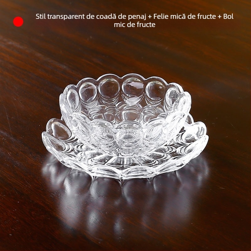 Farfurie de fructe din sticlă cristal cu margine aurie, stil simplu, calitate de primă clasă