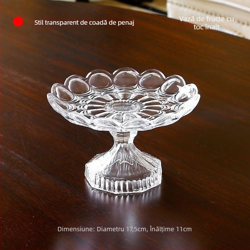 Farfurie de fructe din sticlă cristal cu margine aurie, stil simplu, calitate de primă clasă