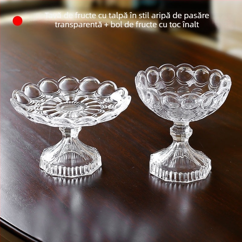 Farfurie de fructe din sticlă cristal cu margine aurie, stil simplu, calitate de primă clasă