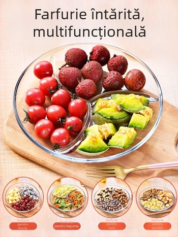 Tavă de fructe din sticlă, stil european simplu, platou de servire pentru fructe și gustări pentru sufragerie