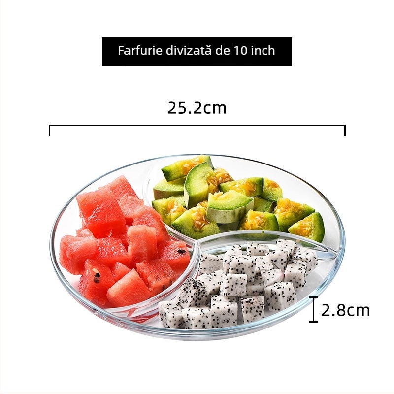 Tavă de fructe din sticlă, stil european simplu, platou de servire pentru fructe și gustări pentru sufragerie