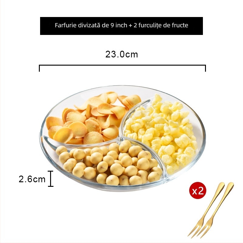 Tavă de fructe din sticlă, stil european simplu, platou de servire pentru fructe și gustări pentru sufragerie