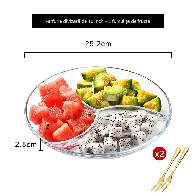 Tavă de fructe din sticlă, stil european simplu, platou de servire pentru fructe și gustări pentru sufragerie