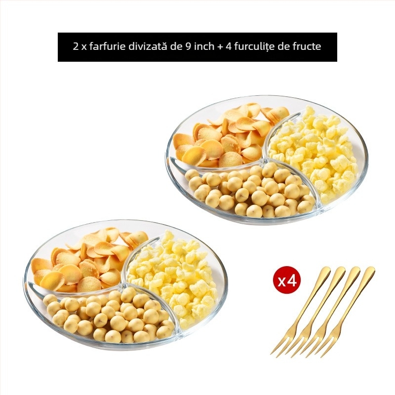 Tavă de fructe din sticlă, stil european simplu, platou de servire pentru fructe și gustări pentru sufragerie