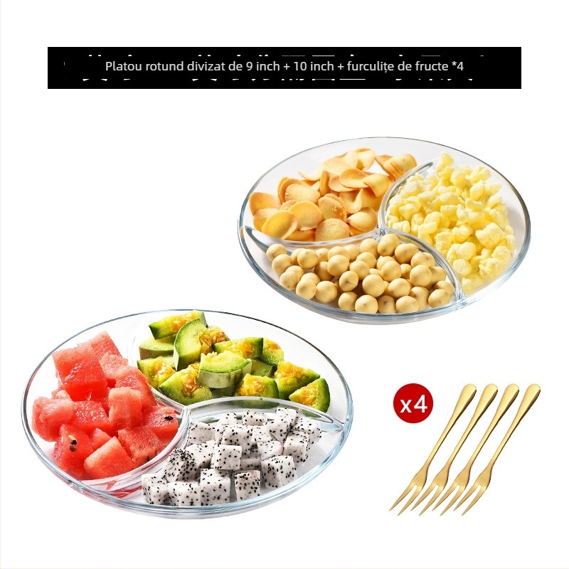 Tavă de fructe din sticlă, stil european simplu, platou de servire pentru fructe și gustări pentru sufragerie