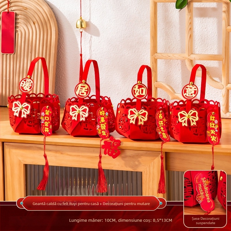 Set decorativ pentru casa nouă — din material textil, ambalare în pungă PP, Rabbit Walker, gata de cadou