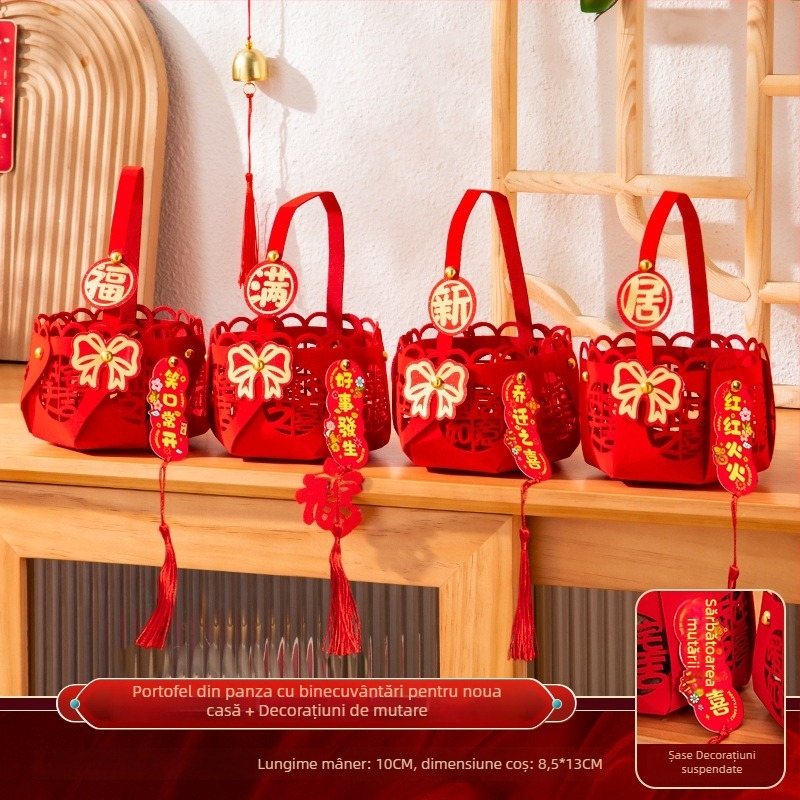 Set decorativ pentru casa nouă — din material textil, ambalare în pungă PP, Rabbit Walker, gata de cadou