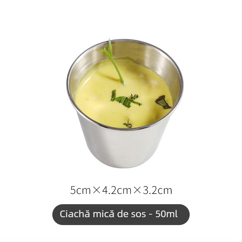 Vas din oțel inoxidabil pentru sosuri - bol rotund pentru dips, stil Nordic, 201 oțel inoxidabil, compatibil cu microunde, imprimare logo disponibil