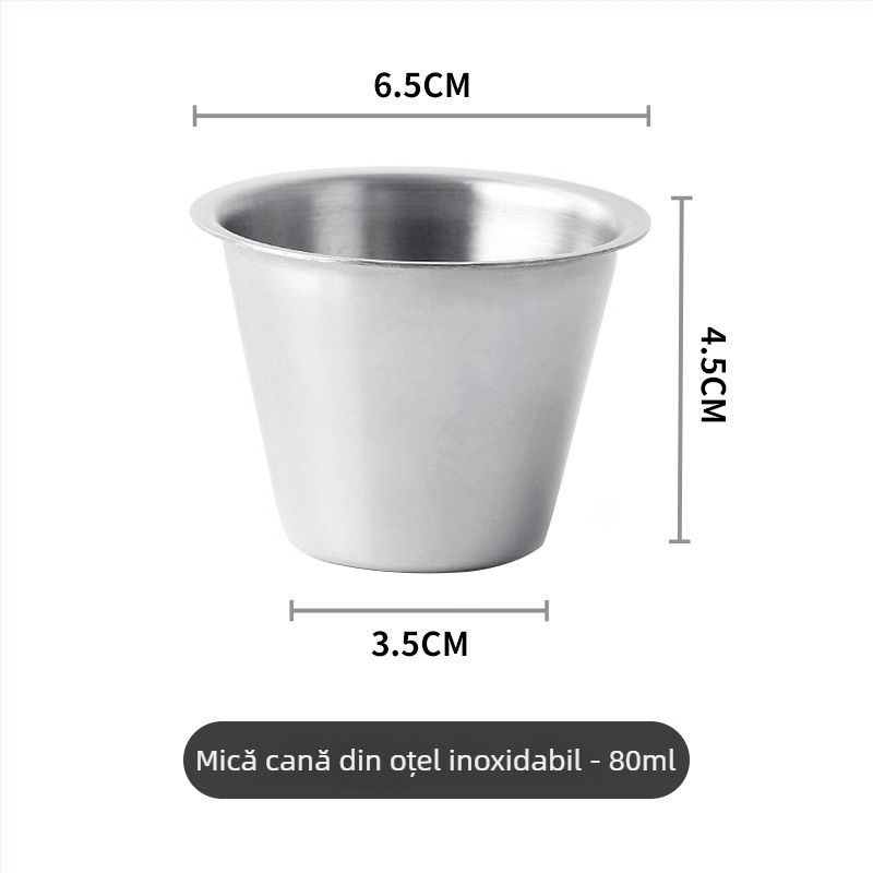 Vas din oțel inoxidabil pentru sosuri - bol rotund pentru dips, stil Nordic, 201 oțel inoxidabil, compatibil cu microunde, imprimare logo disponibil