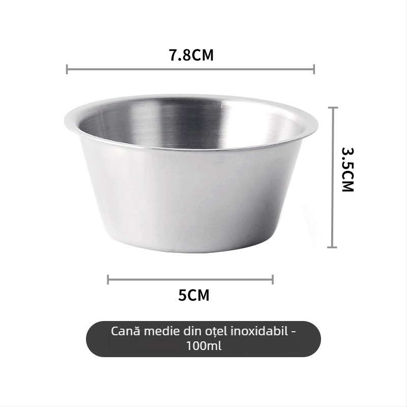 Vas din oțel inoxidabil pentru sosuri - bol rotund pentru dips, stil Nordic, 201 oțel inoxidabil, compatibil cu microunde, imprimare logo disponibil